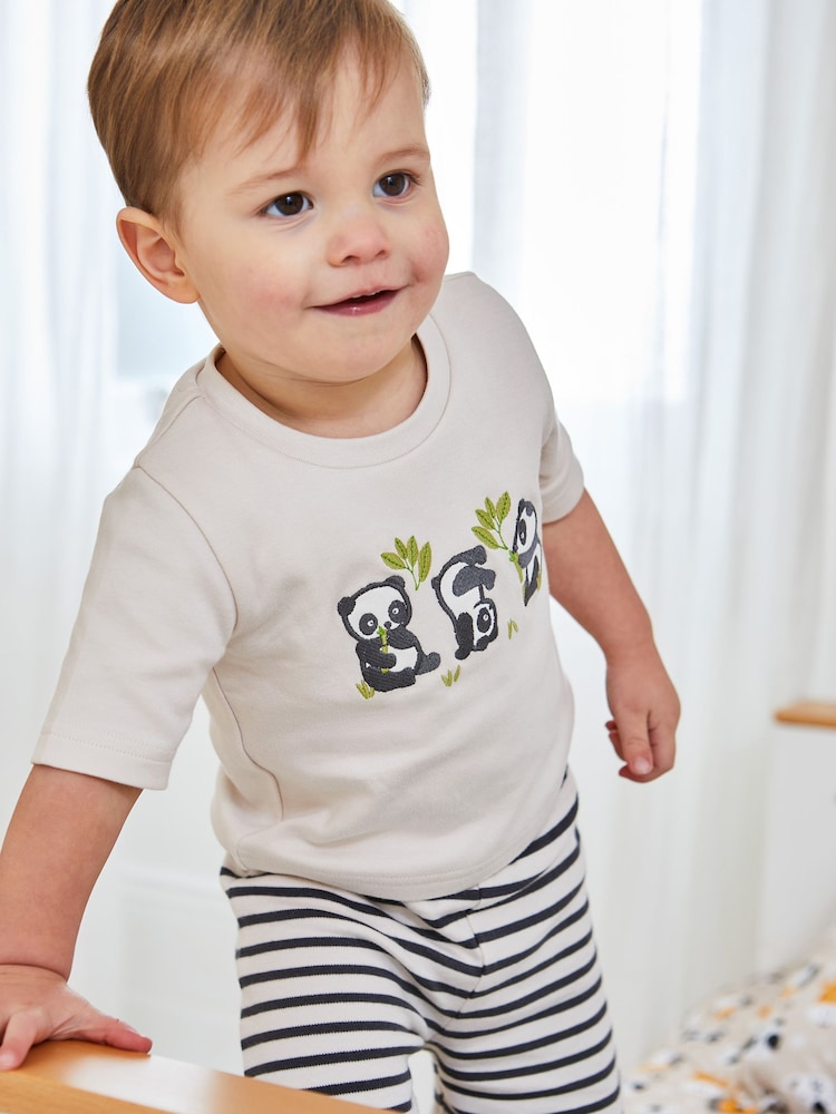 Трикотажная пижама с аппликацией панды JoJo Maman Bébé - Image 2 of 6