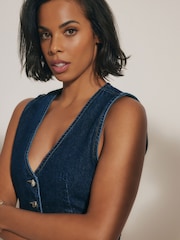 Rinse Blue Denim Waistcoat - Image 3 of 6