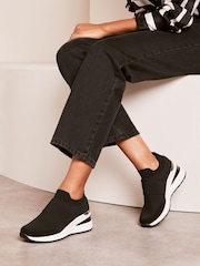 Lipsy Black Flat Knit Stretch Wedge Trainer - Image 1 of 4