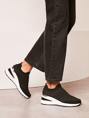 Lipsy Black Flat Knit Stretch Wedge Trainer - Image 2 of 4
