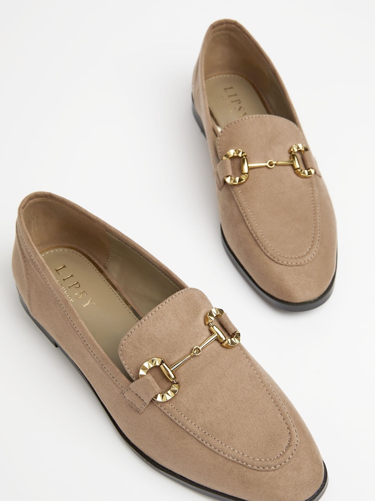 Lipsy Brown Flat Metal Trim Slim Sole Loafer - Image 2 of 4 Lipsy Brown Flat Metal Trim Slim Sole Loafer - Image 2 of 4