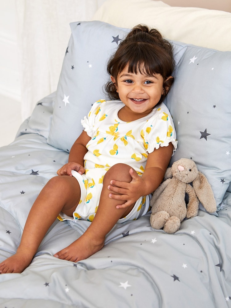JoJo Maman Bébé Yellow Fruit Printed Jersey Pyjamas - Image 1 of 4