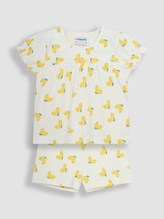 JoJo Maman Bébé Yellow Fruit Printed Jersey Pyjamas - Image 2 of 4