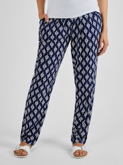 JoJo Maman Bébé Navy Batik Printed Maternity Trousers - Image 1 of 5