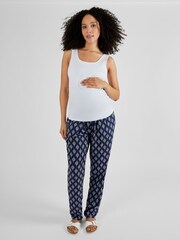 JoJo Maman Bébé Navy Batik Printed Maternity Trousers - Image 2 of 5