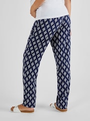 JoJo Maman Bébé Navy Batik Printed Maternity Trousers - Image 3 of 5