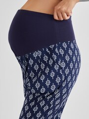 JoJo Maman Bébé Navy Batik Printed Maternity Trousers - Image 4 of 5