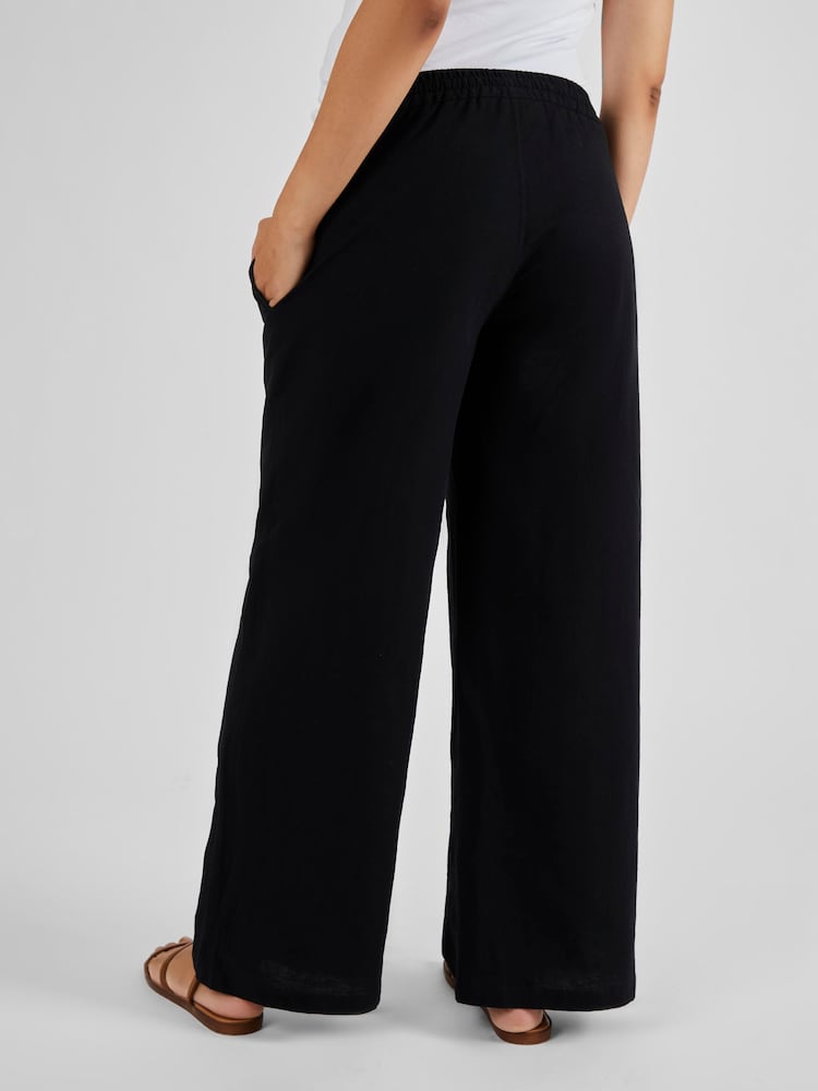 Negro - Pantalones premamá de mezcla de lino de Jojo Maman Bébé - Imagen 2 de 5 Negro - Pantalones premamá de mezcla de lino de Jojo Maman Bébé - Imagen 2 de 5