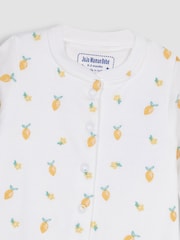 JoJo Maman Bébé White Lemon Embroidered Cotton Baby Sleepsuit - Image 6 of 7