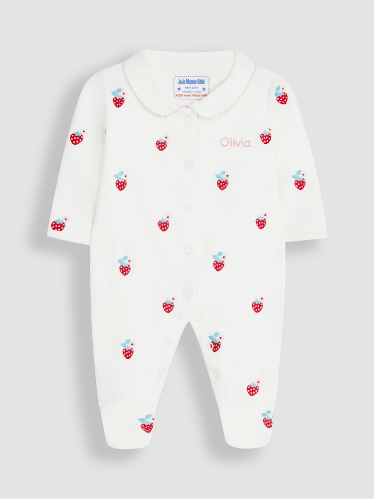 Rot/Erdbeermotiv - JoJo Maman Bébé Baby-Schlafanzug aus bestickter Baumwolle - Bild 8 von 8