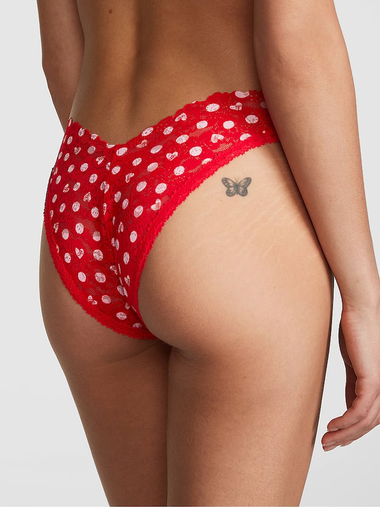 Victoria's Secret PINK Red Pepper Heart Dot Brazilian Lace Knickers - Image 2 of 4 Victoria's Secret PINK Red Pepper Heart Dot Brazilian Lace Knickers - Image 2 of 4
