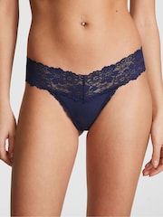 Victoria's Secret PINK Midnight Navy Blue Lace Trim Rib Knickers - Image 1 of 3