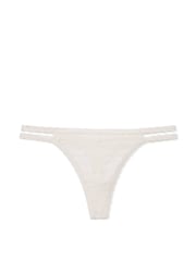 Victoria's Secret PINK Coconut White Double Strap Thong Floral Lace Knickers - Image 3 of 3