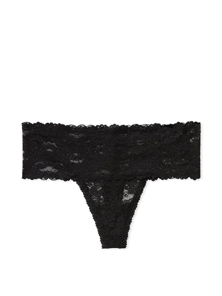 Victoria's Secret PINK Pure Black Thong Lace Knickers - Image 3 of 3