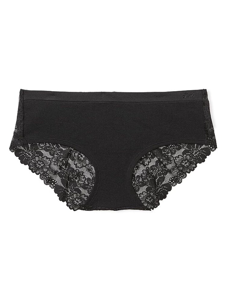 Victoria's Secret PINK Pure Black Lace Back Seamless Hipster Knickers - Image 3 of 3