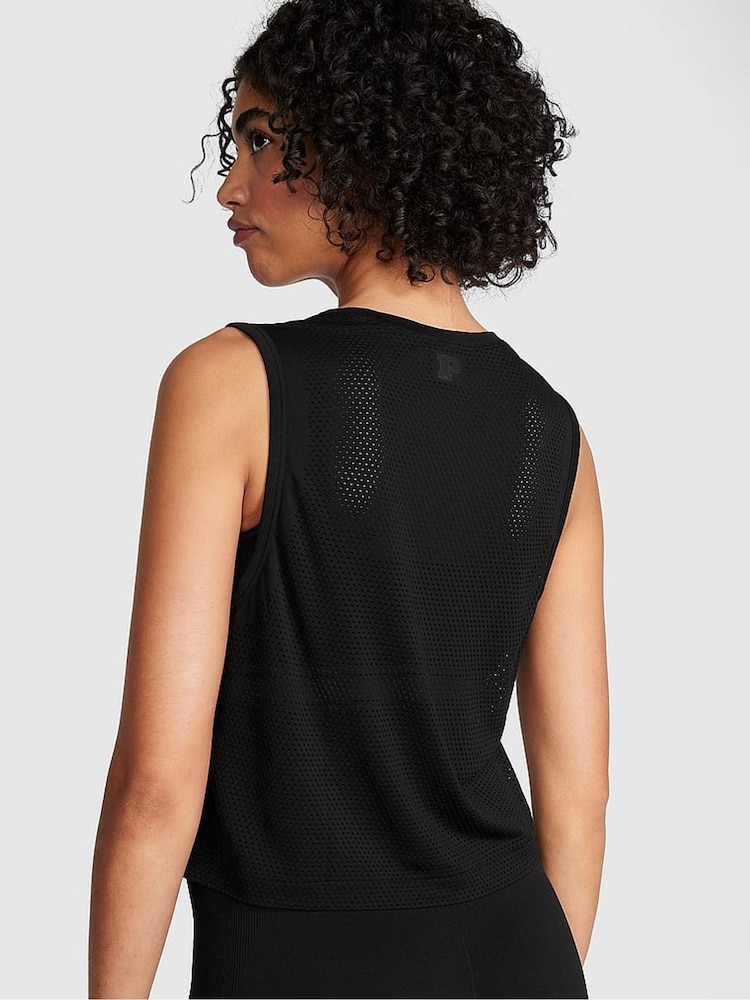 Victoria's Secret PINK Pure Black Drapey Muscle Tank Top - Image 2 of 3