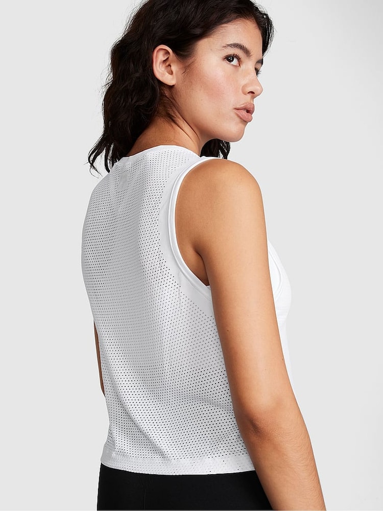 Victoria's Secret PINK Optic White Drapey Muscle Tank Top - Image 2 of 3 Victoria's Secret PINK Optic White Drapey Muscle Tank Top - Image 2 of 3