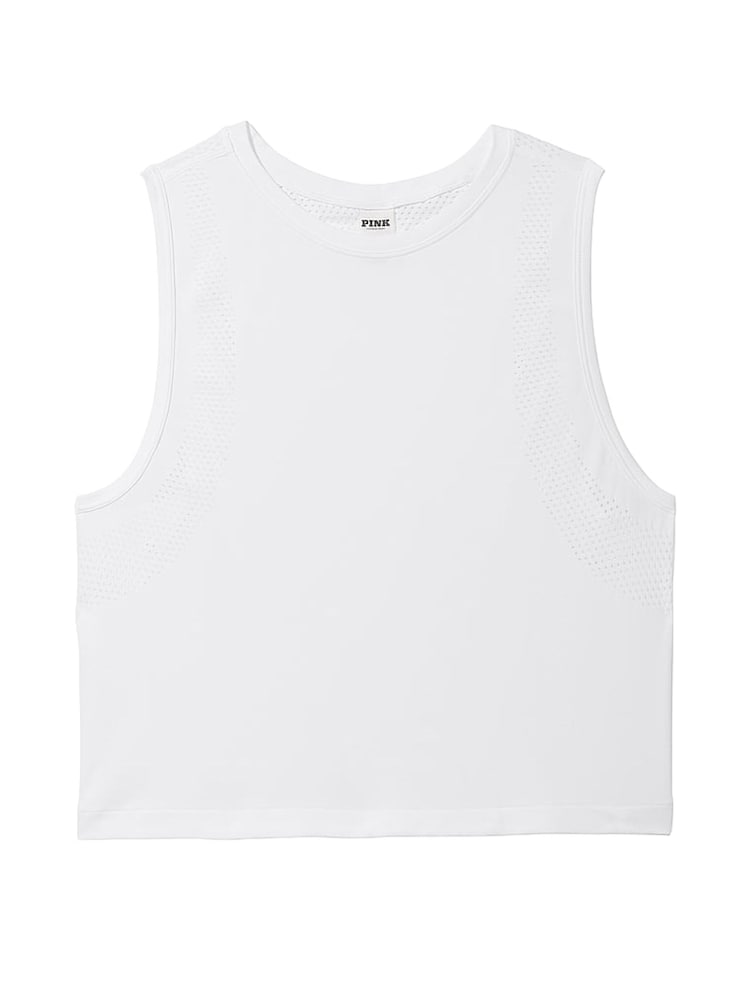 Victoria's Secret PINK Optic White Drapey Muscle Tank Top - Image 3 of 3 Victoria's Secret PINK Optic White Drapey Muscle Tank Top - Image 3 of 3