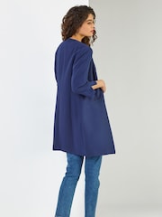 Roman Blue Textured Longline Jacket - Image 3 of 6