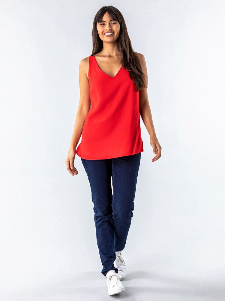 Roman Red V-Neck Sleeveless Vest Top - Image 2 of 4