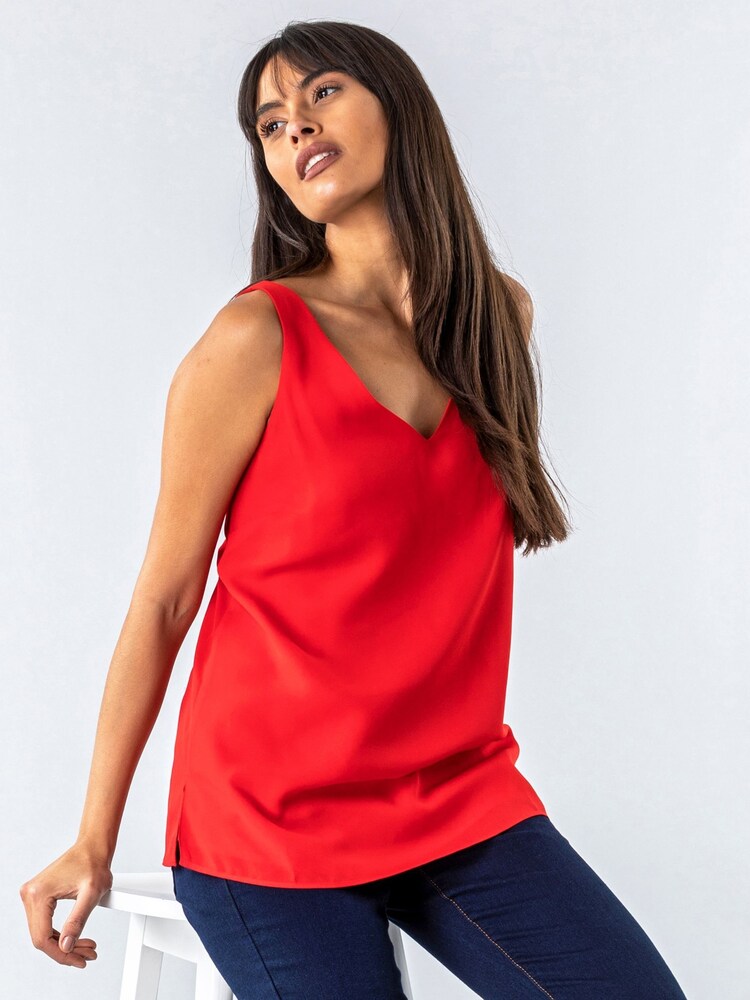 Roman Red V-Neck Sleeveless Vest Top - Image 4 of 4