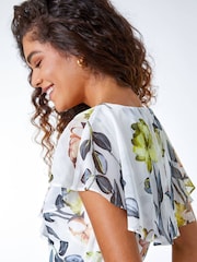 Roman Cream Floral Tie Waist Chiffon Dress - Image 5 of 5