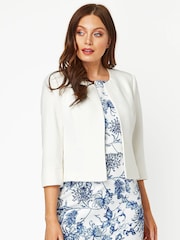 Roman White Tailored Jacquard Jacket - Image 1 of 4