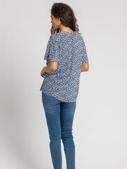 Roman Blue Spot Print V-Neck Tunic Top - Image 2 of 4