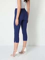Roman Dark Blue Ground Cropped Stretch Capri Trousers - Image 2 of 4