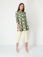 Roman Light Yellow Cropped Stretch Capri Trousers - Image 3 of 4