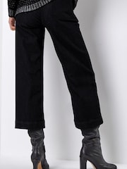 Roman Black Wide Leg Stretch Denim Culottes - Image 2 of 4