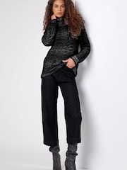 Roman Black Wide Leg Stretch Denim Culottes - Image 3 of 4