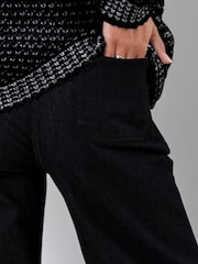 Roman Black Wide Leg Stretch Denim Culottes - Image 4 of 4