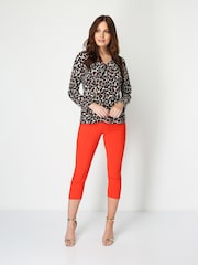 Roman Orange Petite Cropped Stretch Capri Trousers - Image 3 of 4