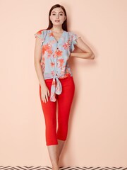 Roman Orange Petite Cropped Stretch Capri Trousers - Image 4 of 4