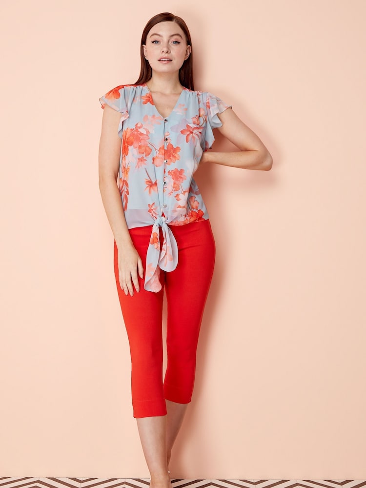 Roman Orange Petite Cropped Stretch Capri Trousers - Image 4 of 4
