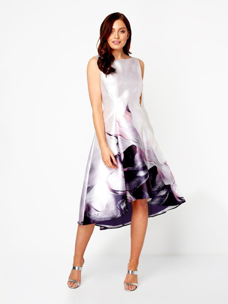 Roman Pink Floral Print Dipped Hem Midi Dress - Image 1 of 2 Roman Pink Floral Print Dipped Hem Midi Dress - Image 1 of 2