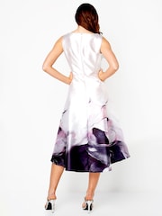 Roman Pink Floral Print Dipped Hem Midi Dress - Image 2 of 2