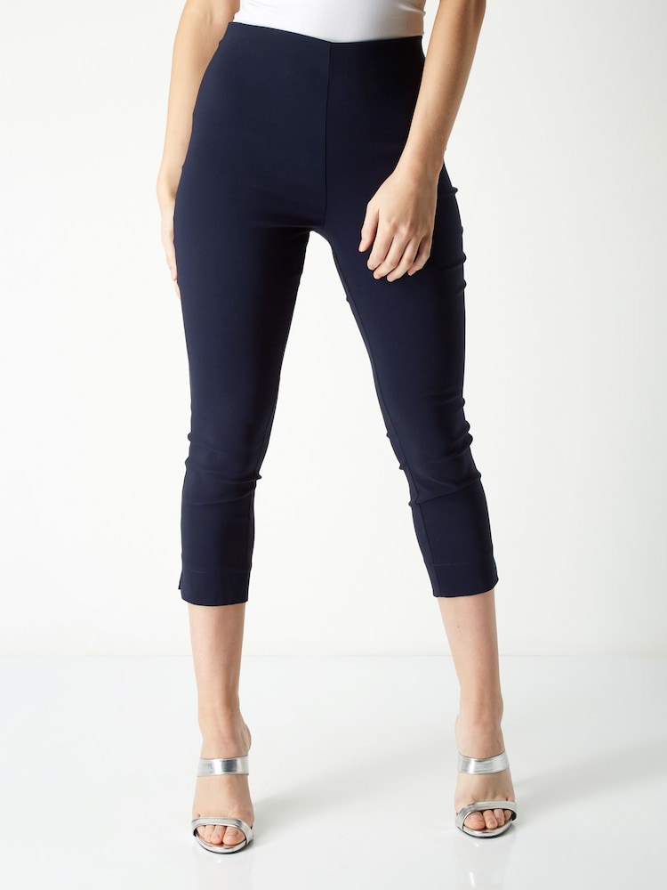 Roman Blue Cropped Stretch Capri Trousers - Image 1 of 4