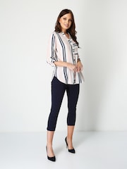 Roman Blue Cropped Stretch Capri Trousers - Image 3 of 4