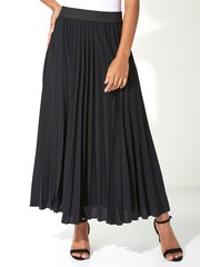 Roman Black Pleated Maxi Skirt - Image 1 of 5