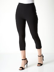 Roman Black Cropped Stretch Capri Trousers - Image 1 of 4