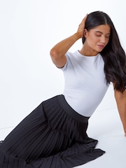 Roman Black Petite Pleated Midi Skirt - Image 4 of 4