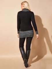 Roman Black V-Neck Overlap Button Detail Jumper - Image 2 of 4