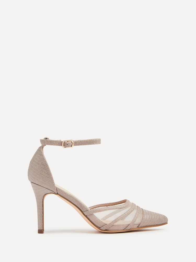 Linzi Rose Gold Serri Court Stiletto Heels With Mesh Front Detail - Image 2 of 5