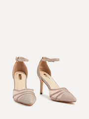 Linzi Rose Gold Serri Court Stiletto Heels With Mesh Front Detail - Image 3 of 5