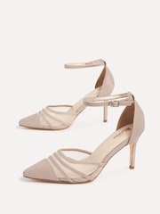 Linzi Rose Gold Serri Court Stiletto Heels With Mesh Front Detail - Image 4 of 5