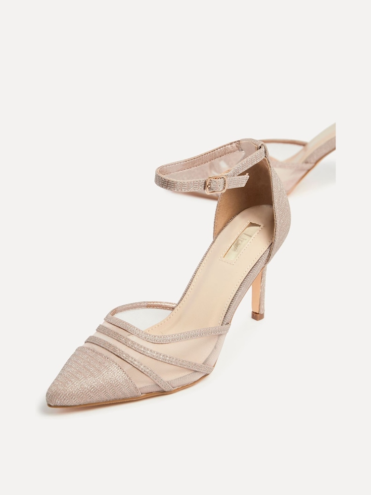 Linzi Rose Gold Serri Court Stiletto Heels With Mesh Front Detail - Image 5 of 5