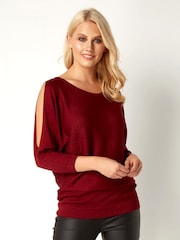 Roman Red Split Sleeve Top - Image 1 of 3