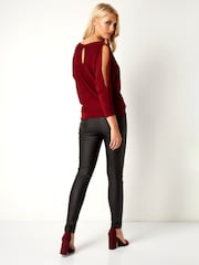 Roman Red Split Sleeve Top - Image 2 of 3